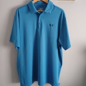 Golf  Shirt Under Armour Mens Sz 2XL blue  Golf Blue Plaid